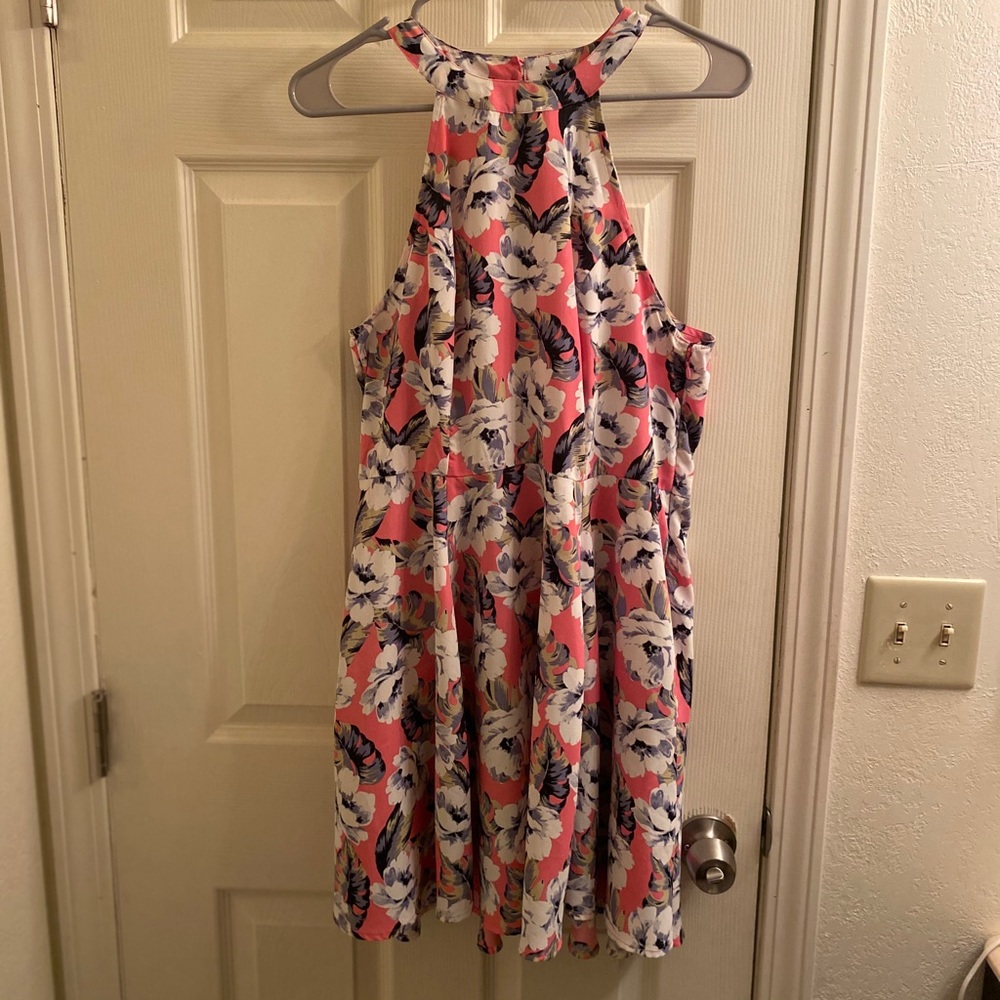 Hollister Pink Floral Skater Dress, Size L